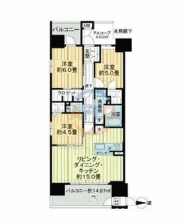 ラシュレ大阪同心【11階】の間取り