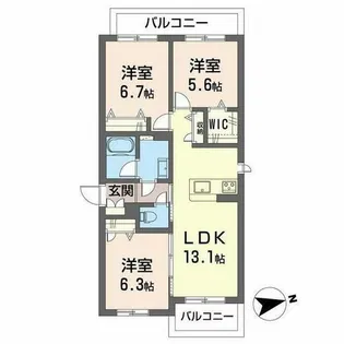 プリムローズ くずは III番館【2階】の間取り