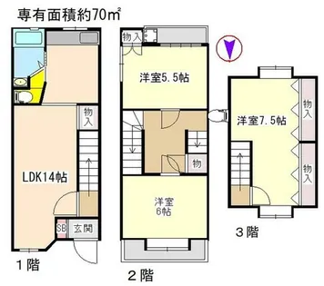 京都府京都市左京区田中古川町【一戸建】の間取り