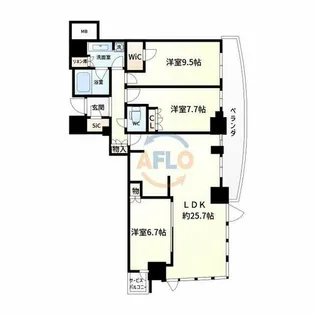 大阪ひびきの街ザ・サンクタスタワー【17階】の間取り