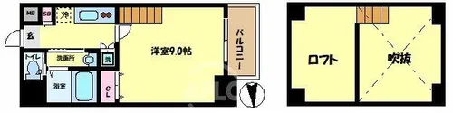 モノトーン難波【10階】の間取り
