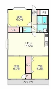 ヒルズ東大阪【3階】の間取り