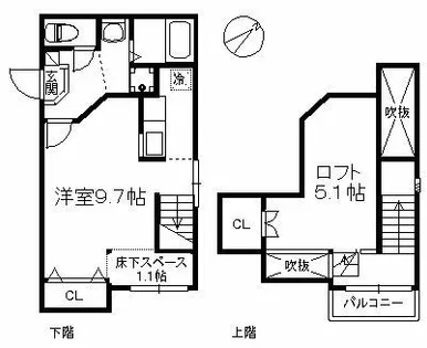 パークサイド千早【103号室】の間取り
