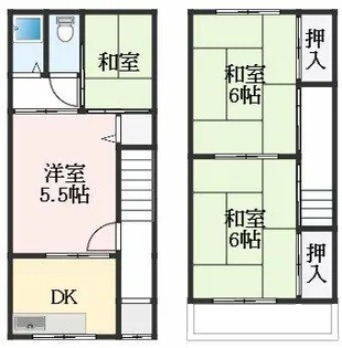 大阪府藤井寺市小山1丁目【テラスハウス】の間取り