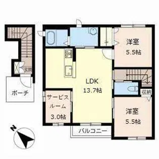 シャンソレール【2階】の間取り