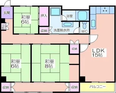 タウンハイツ西天下茶屋【3階】の間取り