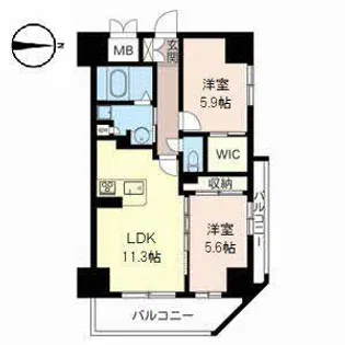 ヴィラ メルヴェイユ【0803号室】の間取り