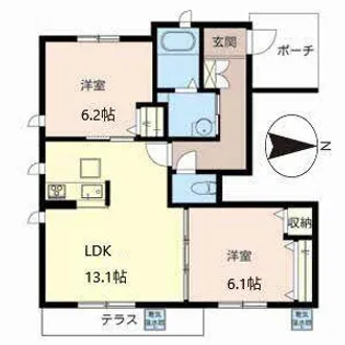 ドゥ エール 洛北【0105号室】の間取り