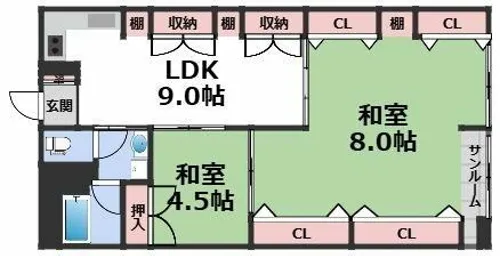 烏ヶ辻コーポ【7階】の間取り