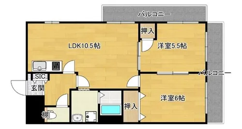 レインボー豊里【7階】の間取り