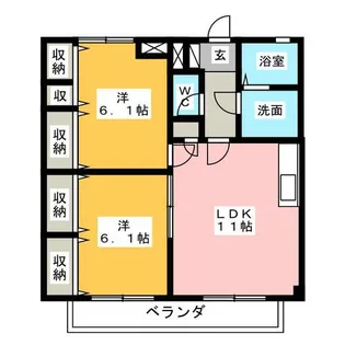 2LDKの間取り画像