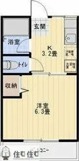 シテイハイム アサヒⅠ【1階】の間取り