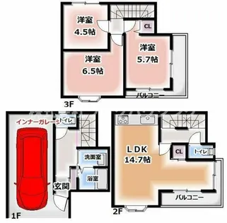 大阪府四條畷市大字清瀧【一戸建】の間取り