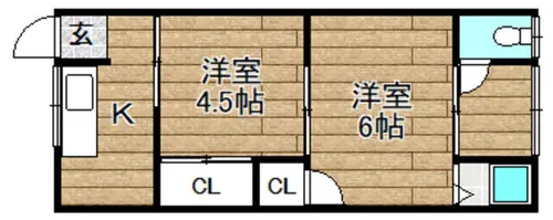 大冠文化【201号室】の間取り