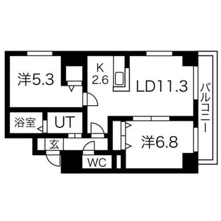 ヴァンクール南円山【6階】の間取り