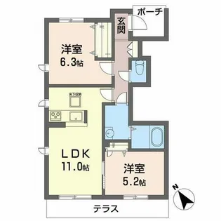 シャーメゾン サンオンズ【0105号室】の間取り