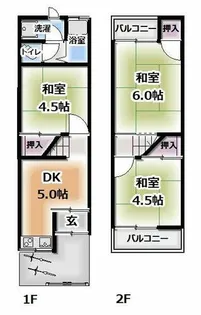 大阪府寝屋川市楠根南町【テラスハウス】の間取り