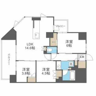 ソルティア東梅田【14階】の間取り