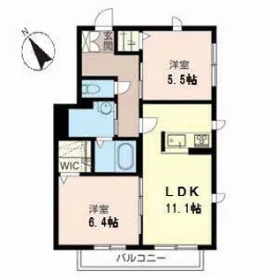 シャーメゾン神川【0201号室】の間取り