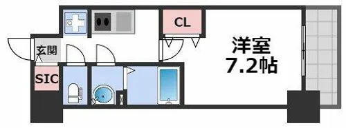 プレサンス大国町ラヴェニール【13階】の間取り