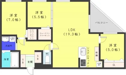 カカオ円山【3階】の間取り