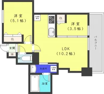 プレシス知事公館前WEST【14階】の間取り