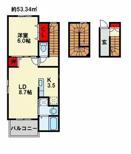 ラインハイム三萩野【3階】の間取り