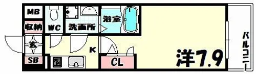 エスリード神戸海岸通【12階】の間取り