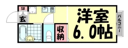 コーポサンフェローC【1階】の間取り