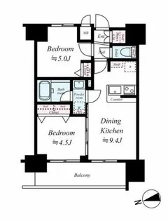 エステムプラザ難波WESTⅡプレディア【9階】の間取り