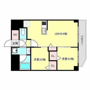 エスリードレジデンス ザ・グラン南堀江【7階】の間取り