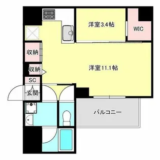 エスリードレジデンス ザ・グラン南堀江【7階】の間取り