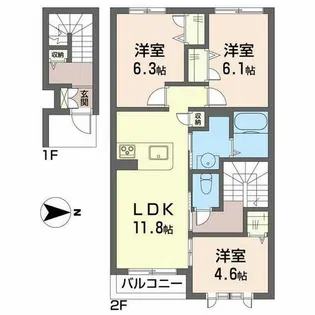 ドミール五月が丘【0203号室】の間取り