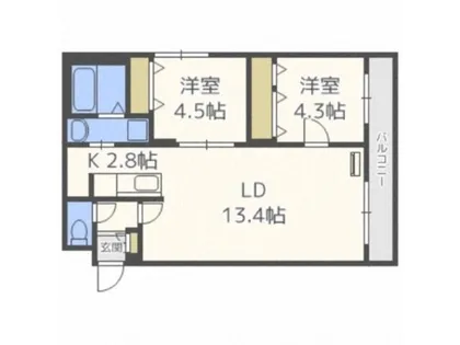 アウリィ平岸【4階】の間取り