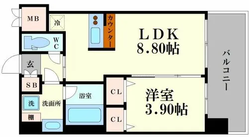 プレジオ弁天町ASIAN【3階】の間取り