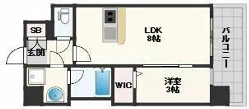 エスリードレジデンス玉造ザ・イースト【8階】の間取り