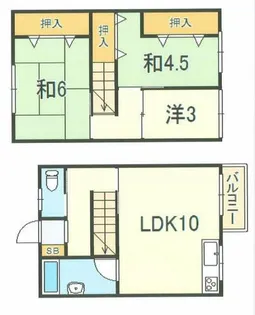 明舞第6団地14号棟【209号室】の間取り