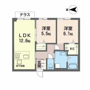 カーサ・ラクーン八日市【0102号室】の間取り