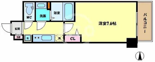 ララプレイス難波ガルテン【15階】の間取り