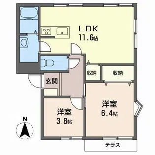 タウニー北千里【0103号室】の間取り