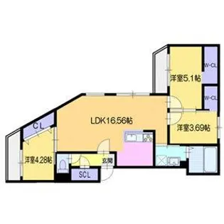 ラ シュエット北大前【4階】の間取り