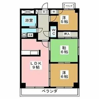 旭丘ハイツ【2階】の間取り