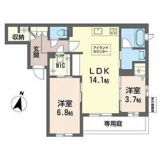 ラ メゾン デ プレズィール【0103号室】の間取り