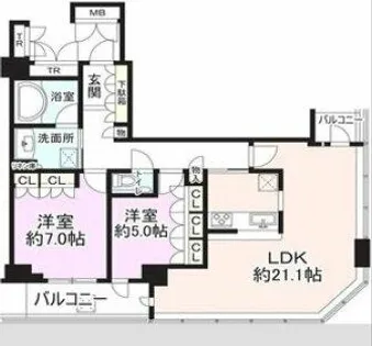 ディーグラフォート大阪N.Y.タワーHIGOBASHI【28階】の間取り