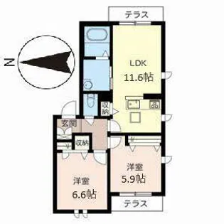 シャーメゾン久津川【0106号室】の間取り