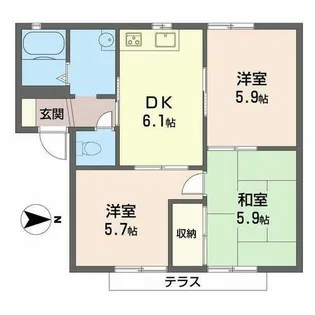 エバーグリーン ハイツ【B102号室】の間取り