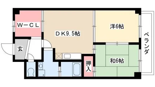 ファミリーハウス天塚【2C号室】の間取り