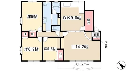 八雲マンション G棟【22号室】の間取り