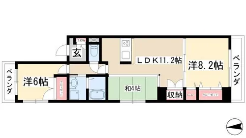 サニーコートはら【102号室】の間取り