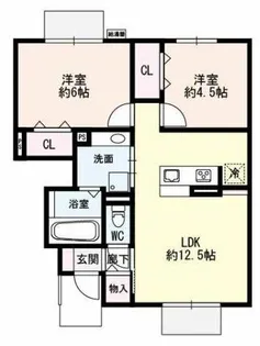 セジュール加佐【1階】の間取り